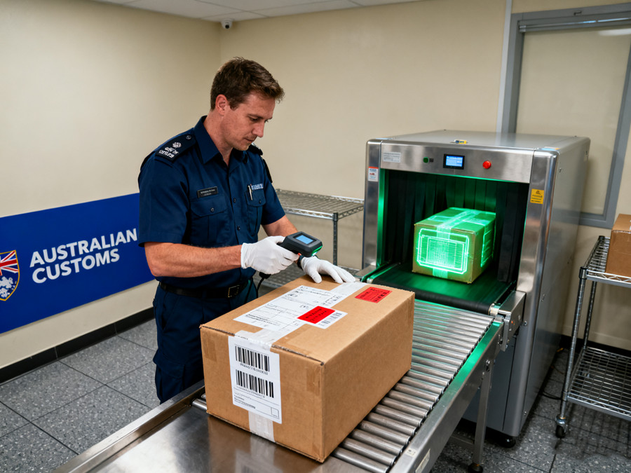 邮寄衣服的包裹正在接受澳洲海关的查验 邮寄衣服的包裹正在接受澳洲海关的查验